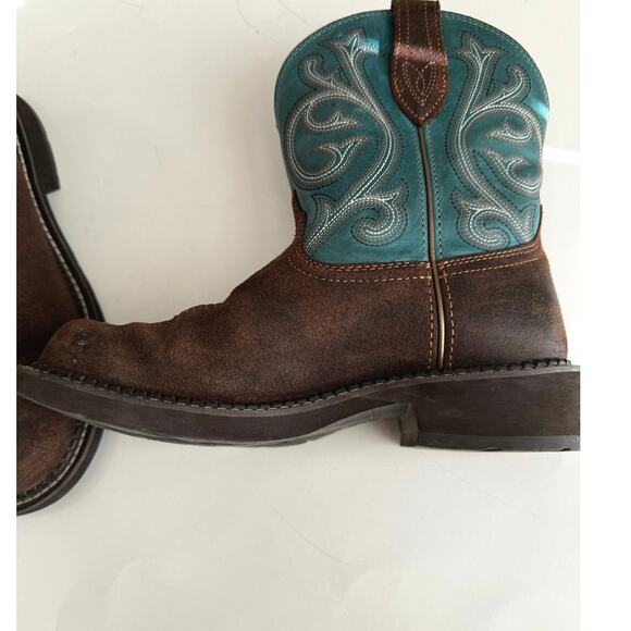 Ariat Fatbaby Heritage Western Boots Women’s 8  Brown Leather Suede 8”Tall - Picture 4 of 10